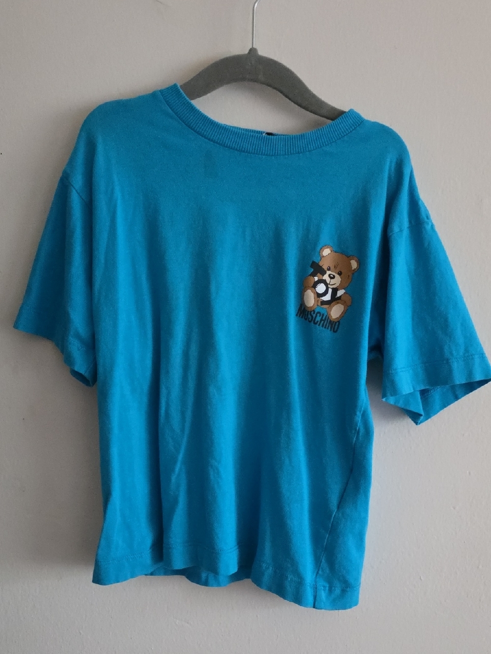 Moschino Kids Teal-Blue Teddy Bear Toy Chest Tee Size 6 Authentic